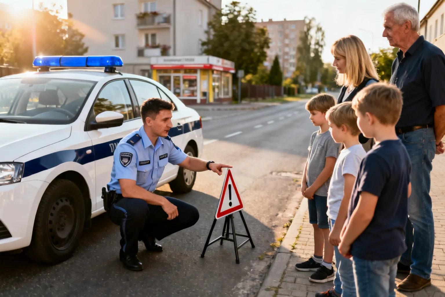 Zajęcia o bezpieczeństwie na drodze prowadzone przez dzielnicowego z Rymanowa